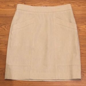 Ann Taylor Tan Linen Pencil Skirt, Petite 00